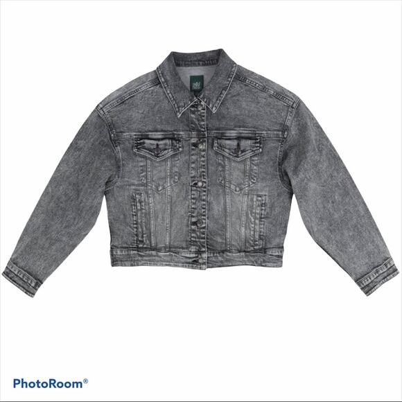 Wild Fable Fall jean Cropped Denim Trucker Jacket NWT M - Picture 1 of 6